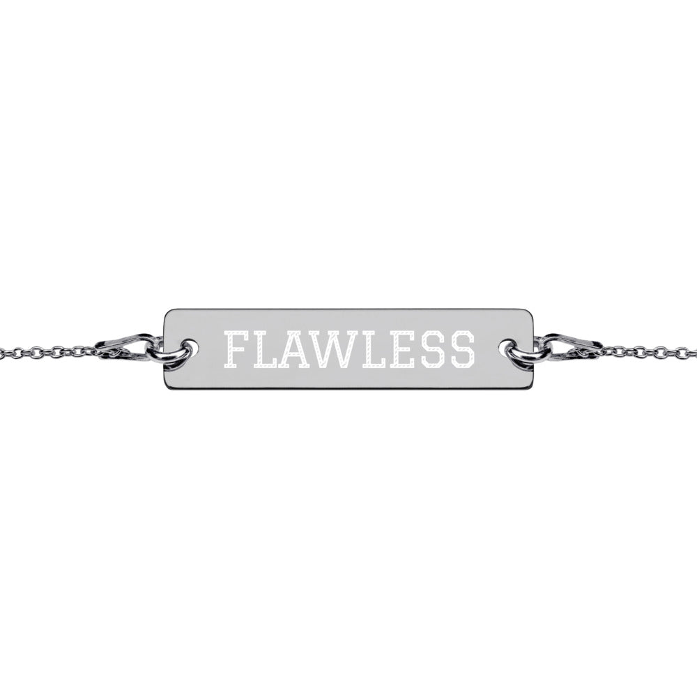 Flawless Engraved Silver Bar Chain Bracelet
